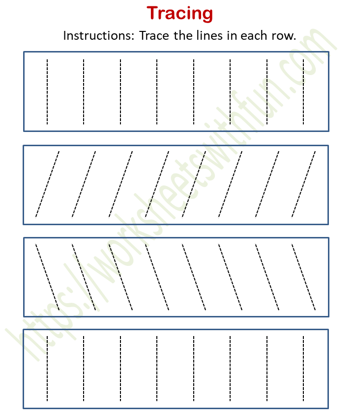 Course: Mathematics - Preschool, Topic: Tracing Worksheets